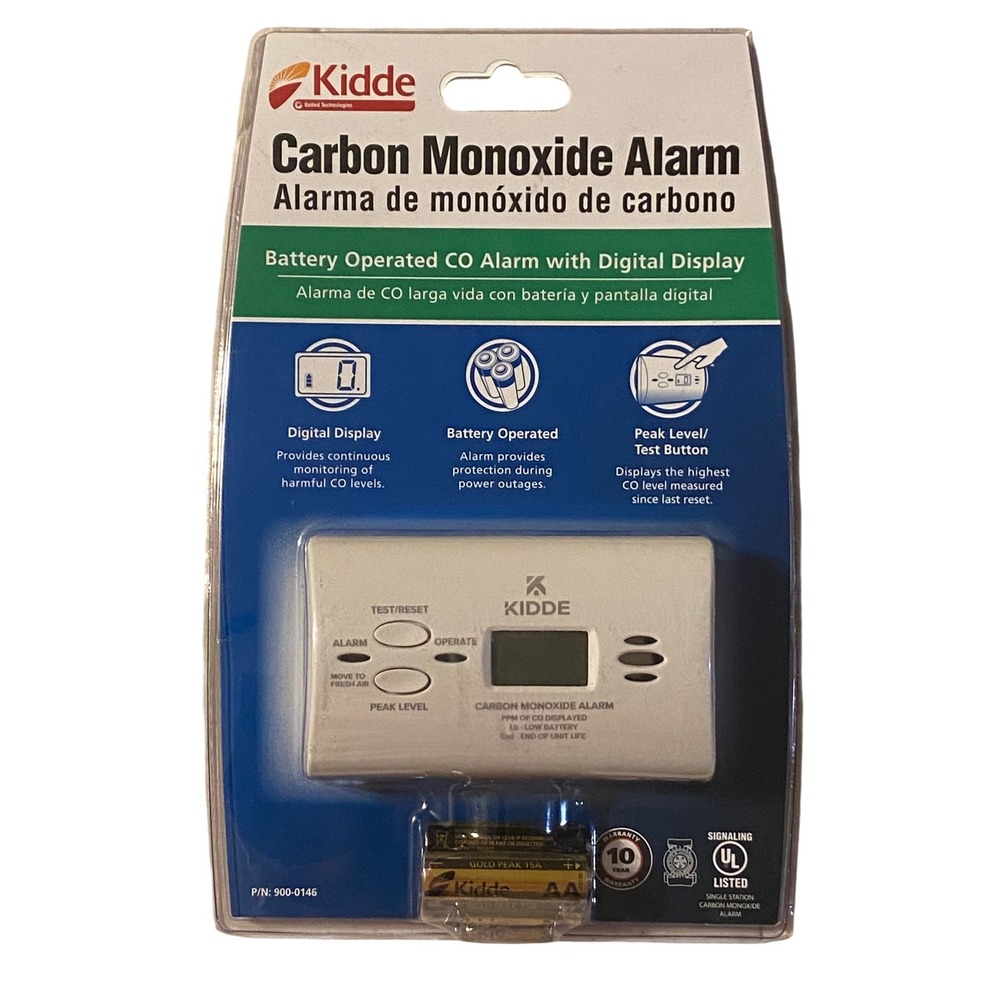 Kidde Carbon Monoxide Alarm Digital Display Battery Operated KN-COPP-B-LPM White